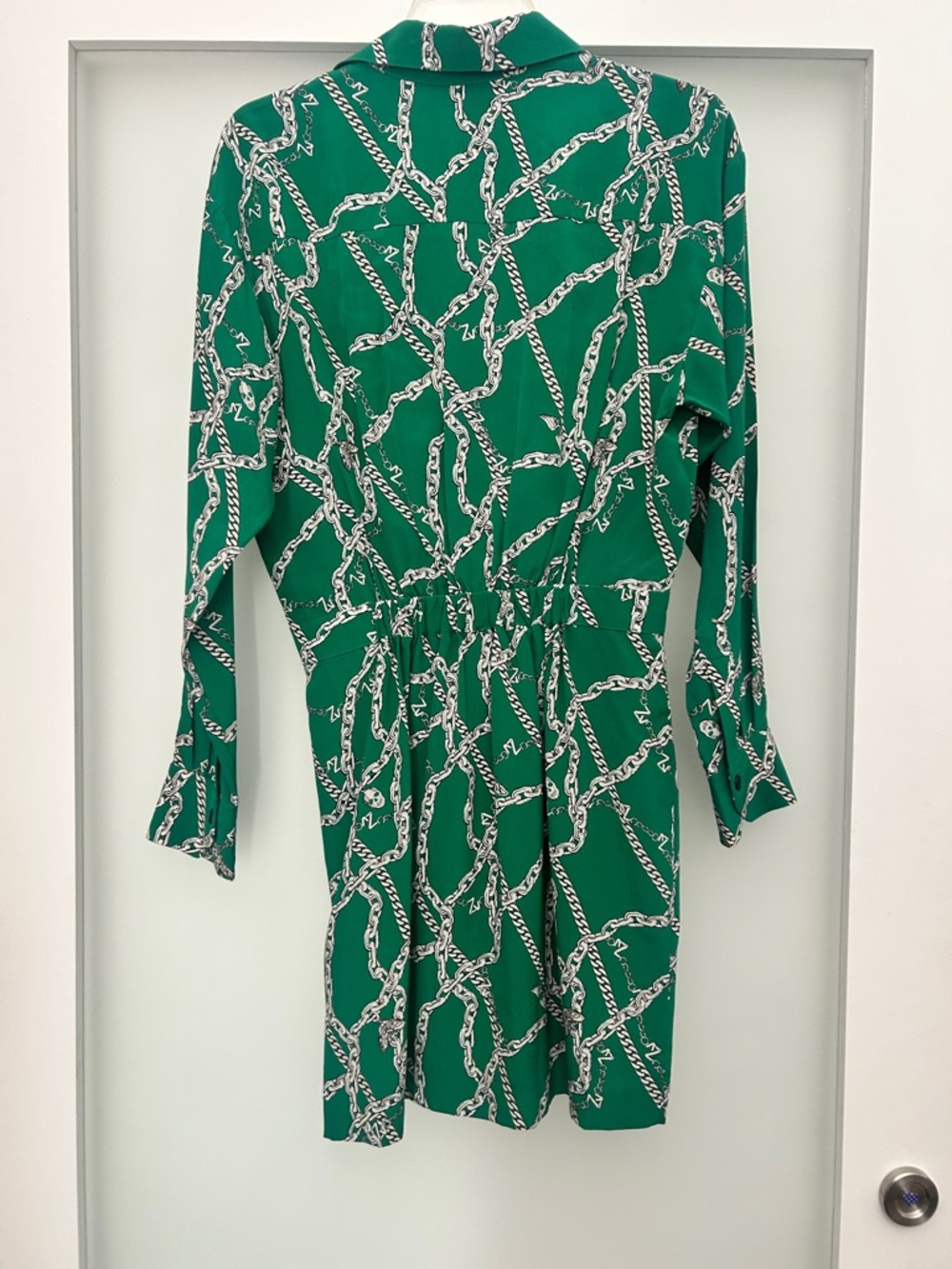 Zadig & Voltaire Ravy Chain Print 100% Silk 3/4 Sleeves Mini Dress Green Small - Picture 7 of 10